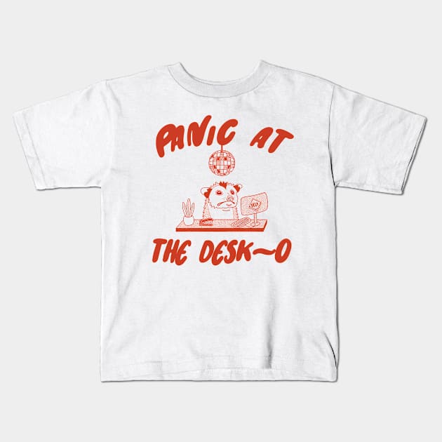 Panic at the Desk-o Opossum Shirt, Weird Opossum Meme Kids T-Shirt by Y2KERA